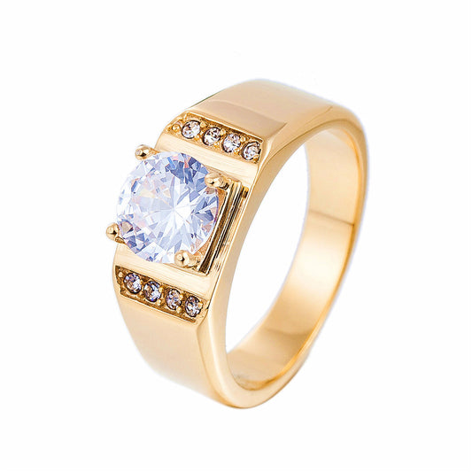 Elegant Titanium Wedding Ring with Zircon for Men