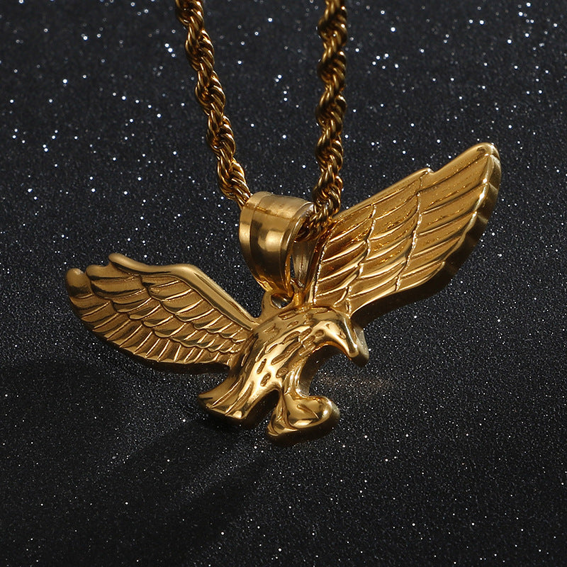 Majestic Eagle Wings Titanium Steel Pendant for Men's Hip-Hop Street Style