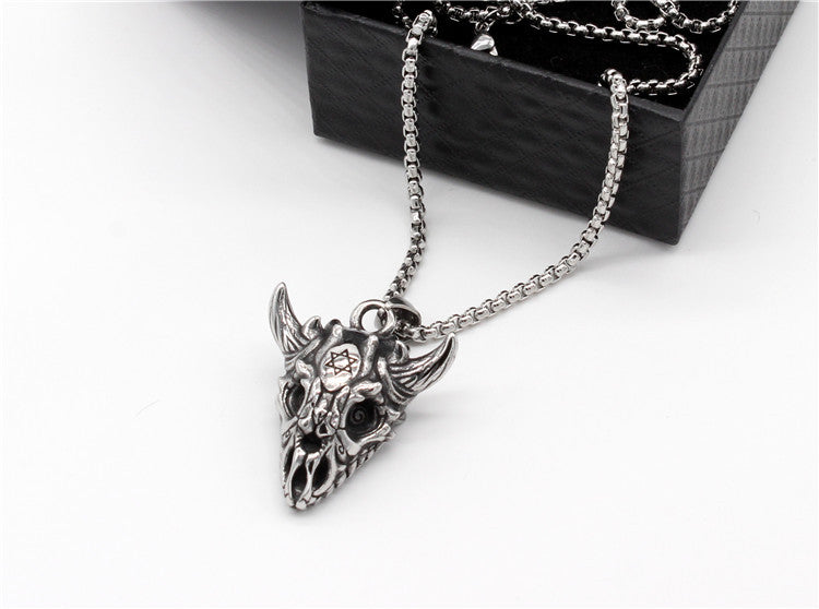 Satan Ram Skull Titanium Steel Pendant Necklace