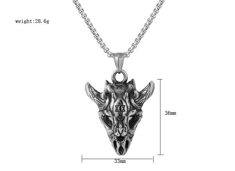 Satan Ram Skull Titanium Steel Pendant Necklace