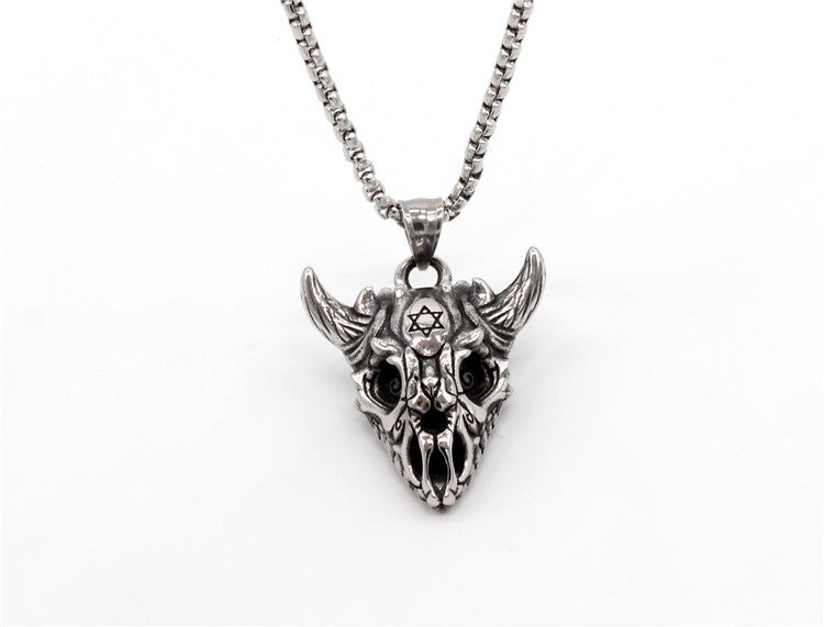 Satan Ram Skull Titanium Steel Pendant Necklace