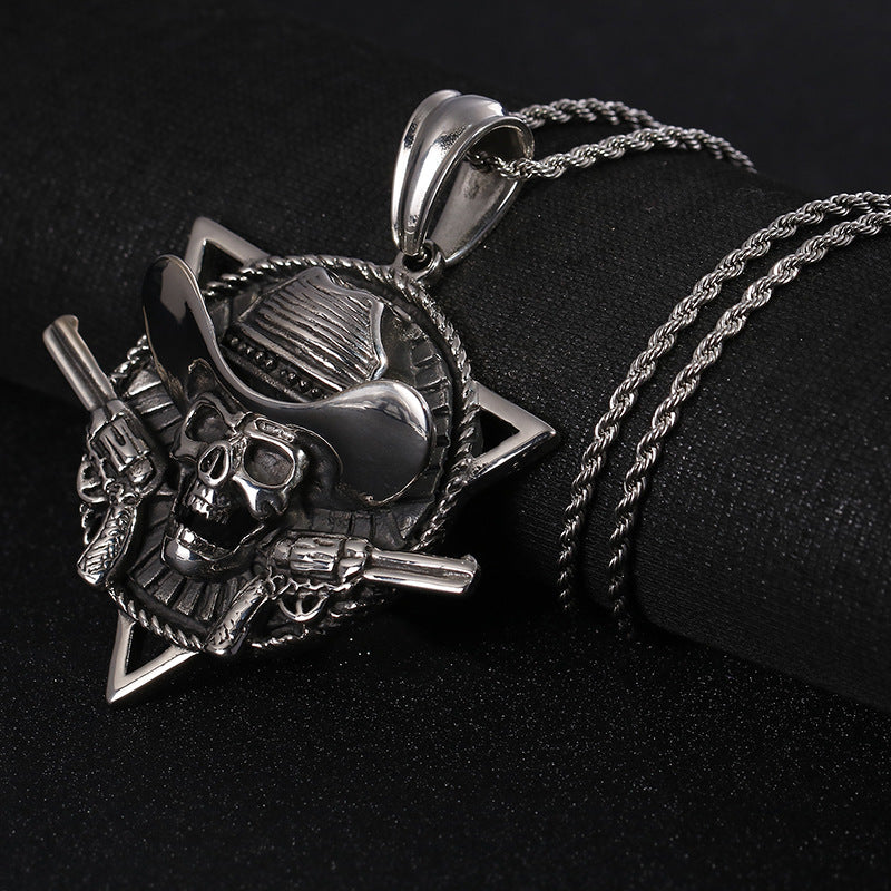 Personalized Navy Style Pirate Captain Pendant - Men's Titanium Steel Punk Jewelry