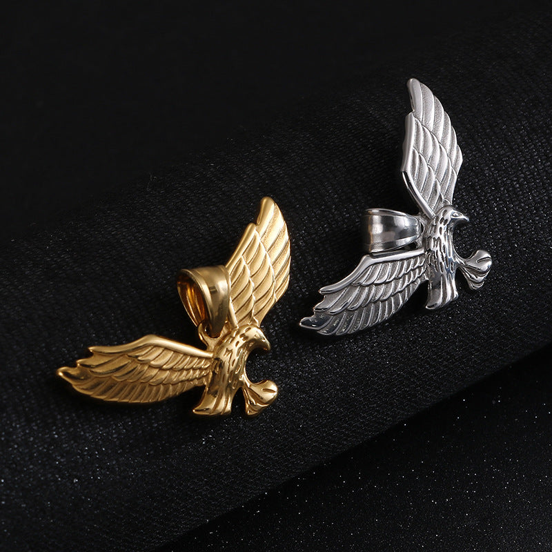 Majestic Eagle Wings Titanium Steel Pendant for Men's Hip-Hop Street Style