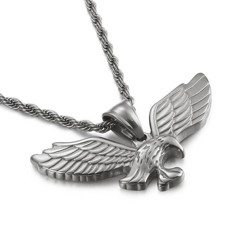 Majestic Eagle Wings Titanium Steel Pendant for Men's Hip-Hop Street Style
