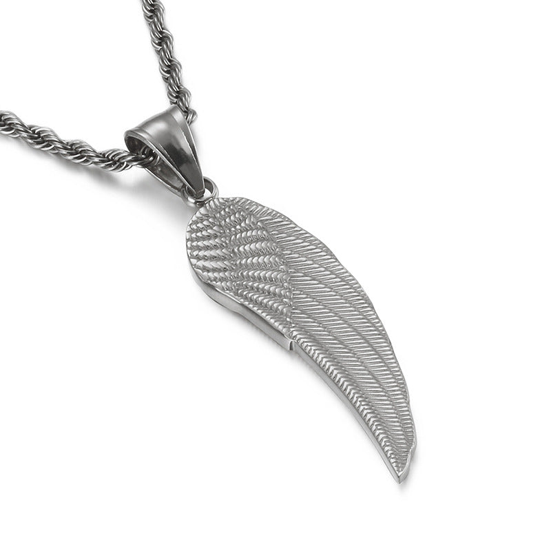 Golden Feather Hip-Hop Pendant for Men and Women - Stainless Steel Jewelry for Wholesale Buyers in Europe and America