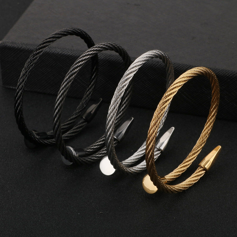Nail Steel Wire Bracelet Bracelet – Stainless Steel Metal Texture