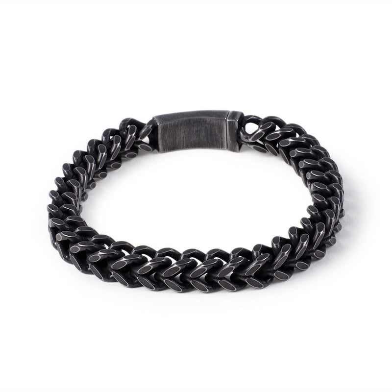 Men's Versatile Stainless Steel Bracelet with Personalized Square Fish Scale Design for European and American Markets