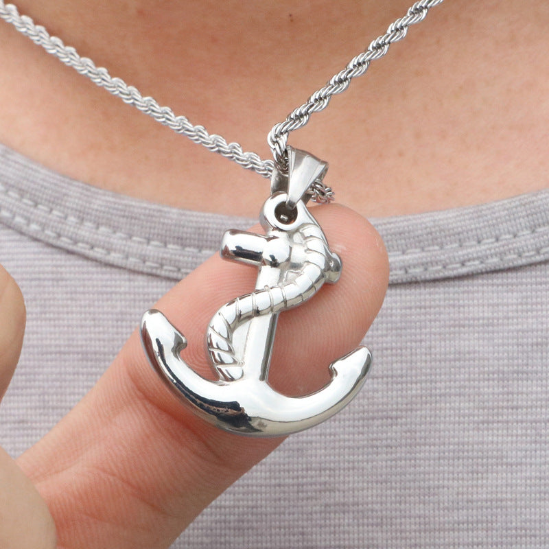 Anchor Pendant Necklace - Stylish Stainless Steel Hipster Jewelry for Men