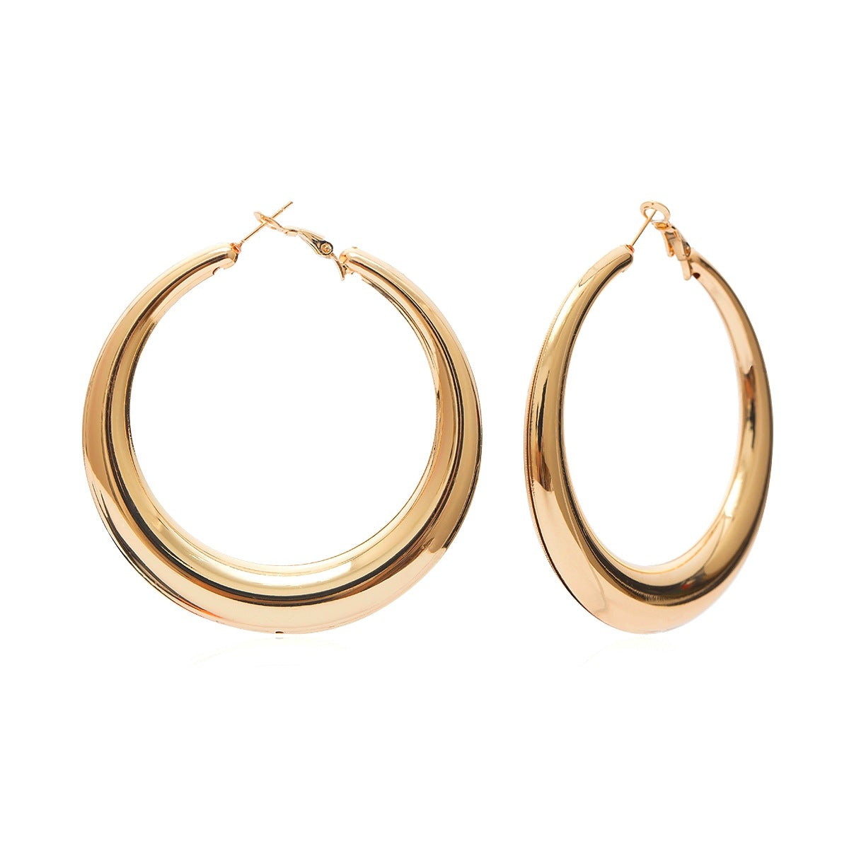 Exaggerated Oval Mirror Metal Earrings in Vienna Verve Collection