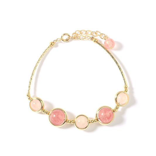 Peach Blossom Crystal Bracelet with 14k Gold Plating