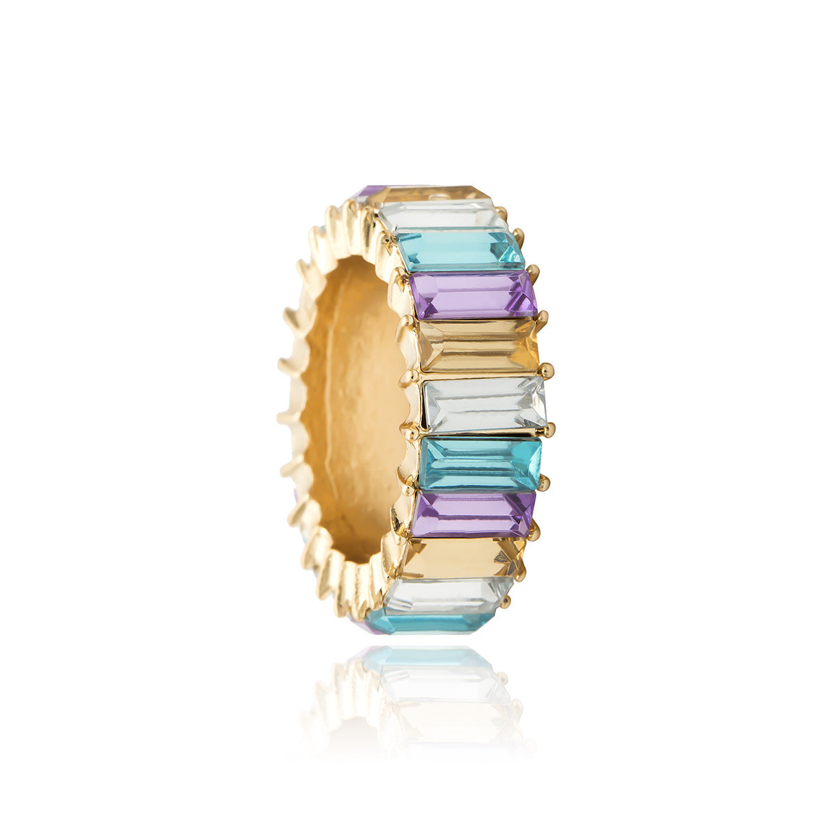 Colorful Geometric Zircon Ring - Stylish Acrylic Hand Ornament for Women