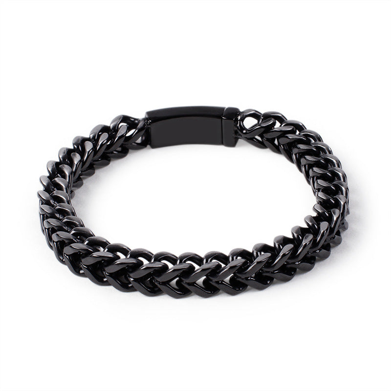 Men's Versatile Stainless Steel Bracelet with Personalized Square Fish Scale Design for European and American Markets