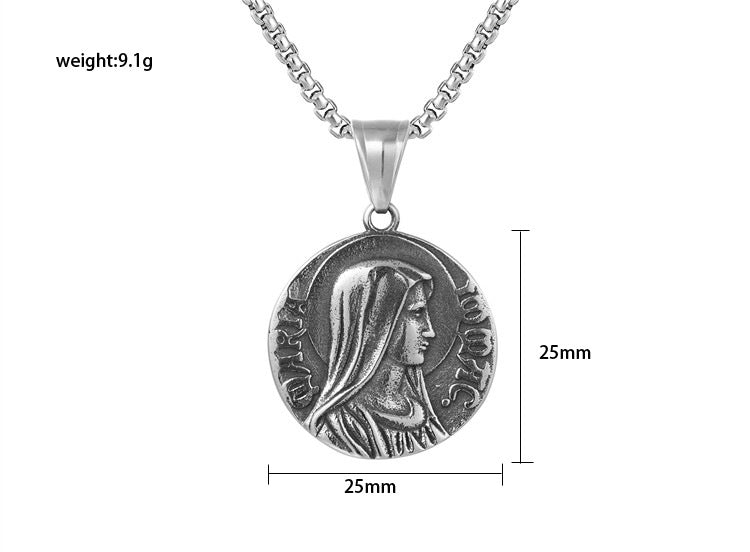 Titanium Steel Pendant For Protection Unisex By Planderful Everyday Genie Retro Premium Design Durable Steel Gift Idea