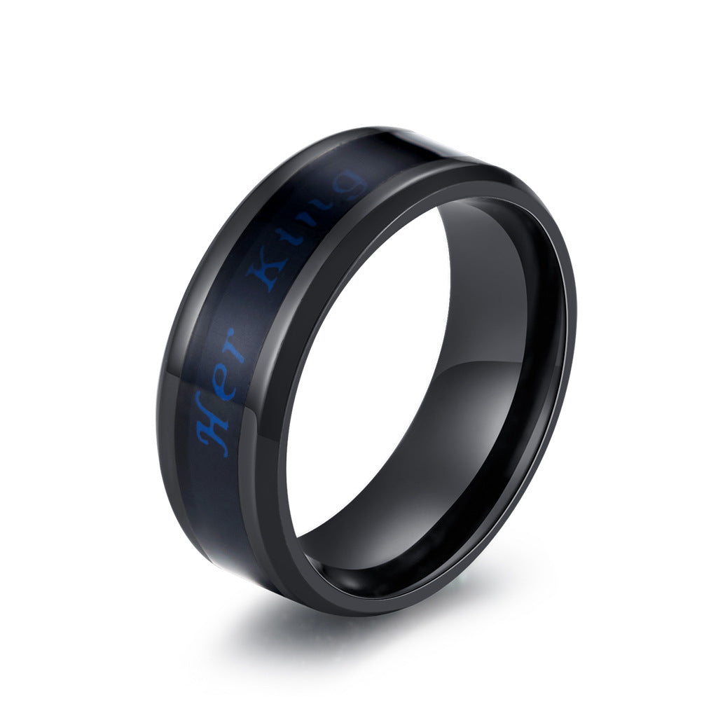 King Queen Couple Stainless Steel Ring Her King His Queen Temperature Sensing Direct