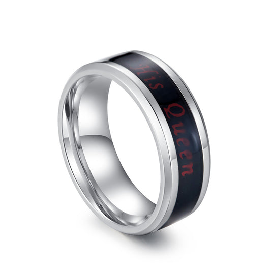 King Queen Couple Stainless Steel Ring Her King His Queen Temperature Sensing Direct