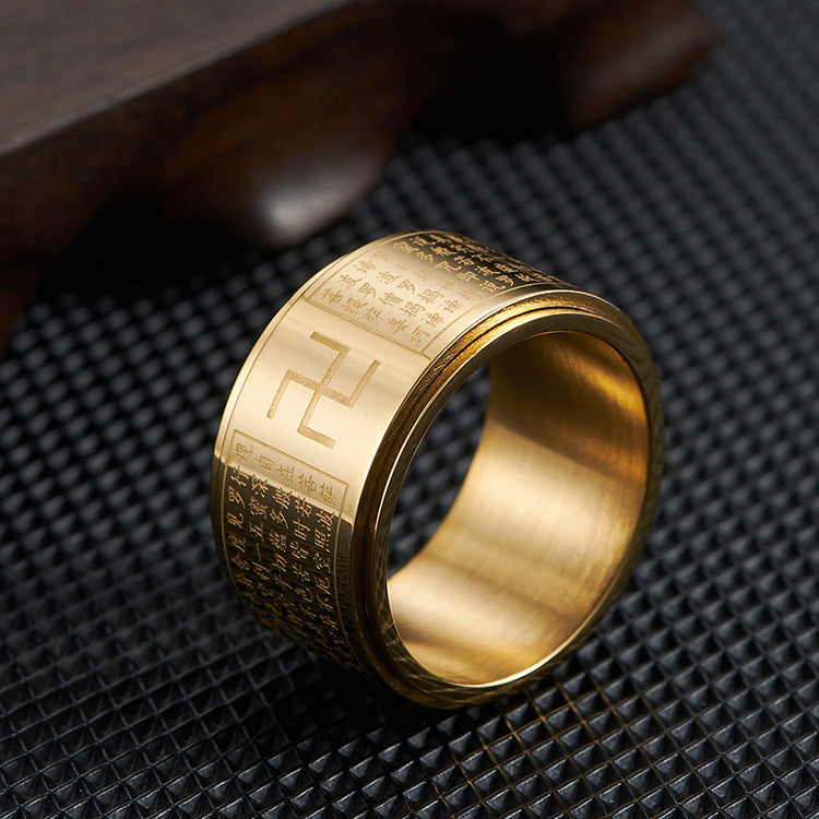 Retro Style Rotatable Stainless Steel Ring for Men