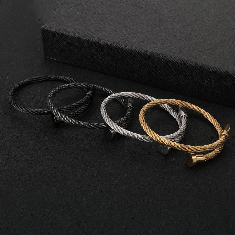 Nail Steel Wire Bracelet Bracelet – Stainless Steel Metal Texture