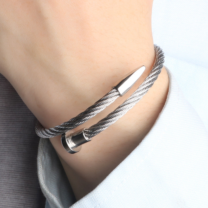 Nail Steel Wire Bracelet Bracelet – Stainless Steel Metal Texture