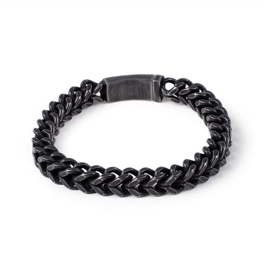 Men's Versatile Stainless Steel Bracelet with Personalized Square Fish Scale Design for European and American Markets