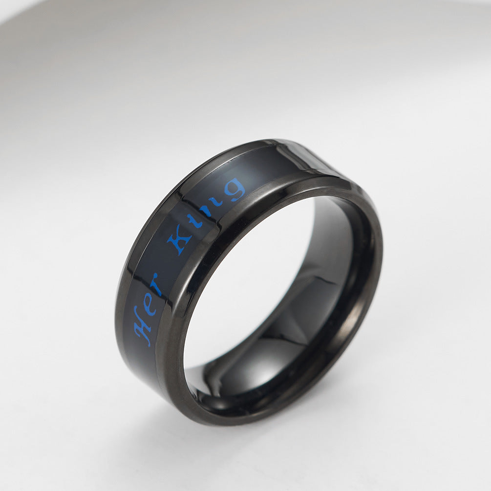 King Queen Couple Stainless Steel Ring Her King His Queen Temperature Sensing Direct