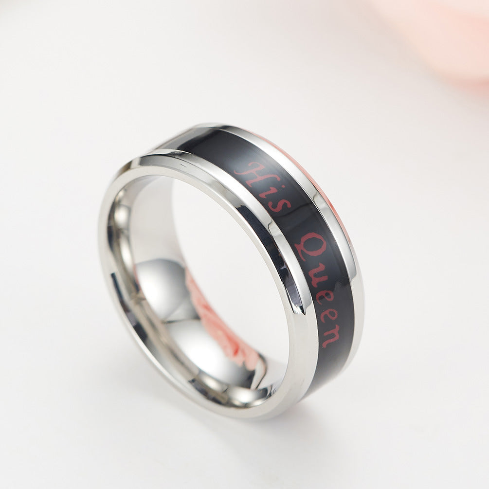 King Queen Couple Stainless Steel Ring Her King His Queen Temperature Sensing Direct