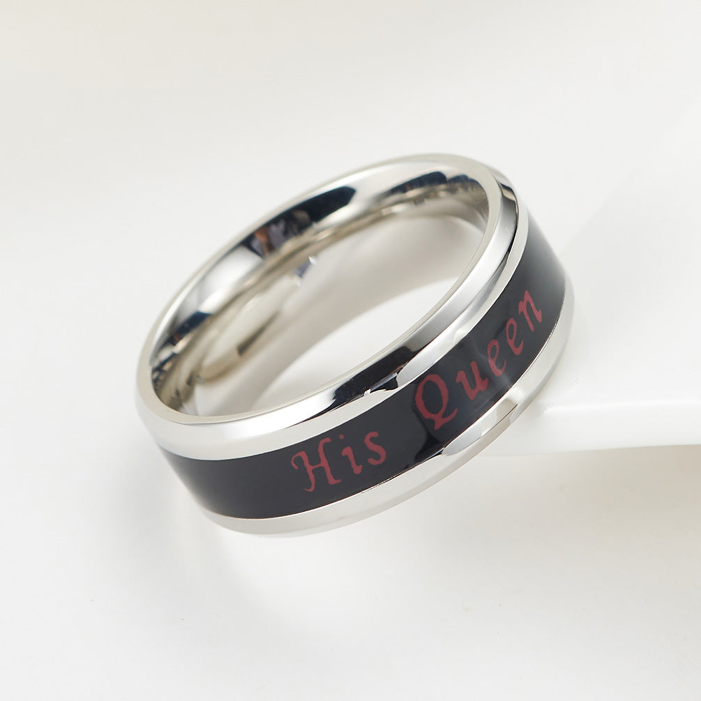 King Queen Couple Stainless Steel Ring Her King His Queen Temperature Sensing Direct
