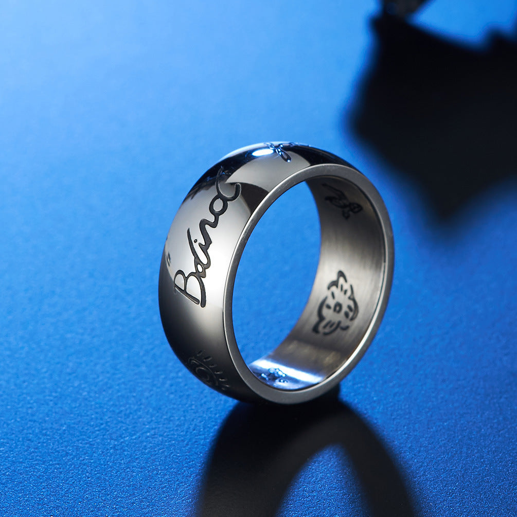 Japanese and Korean Style Fearless Love Eye Ring for Men