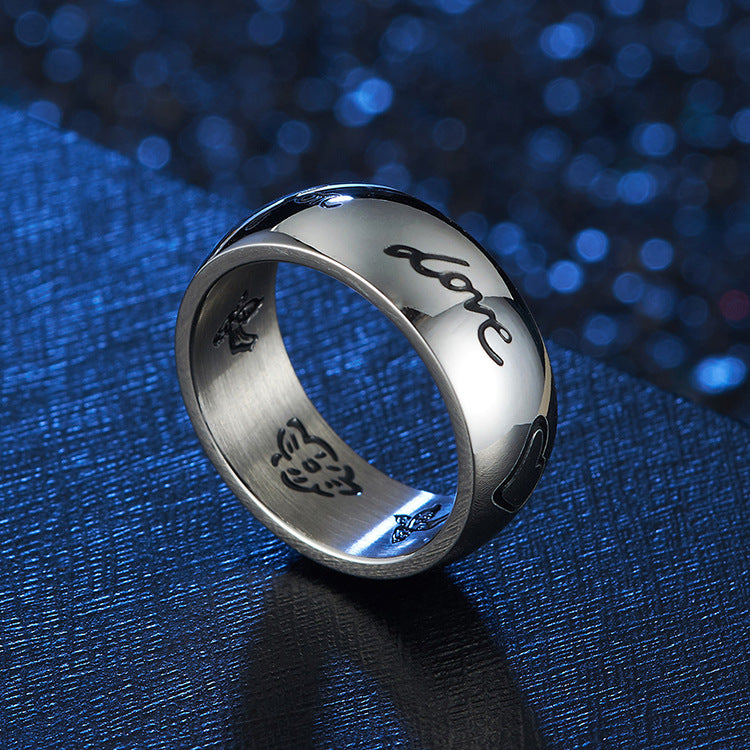 Japanese and Korean Style Fearless Love Eye Ring for Men