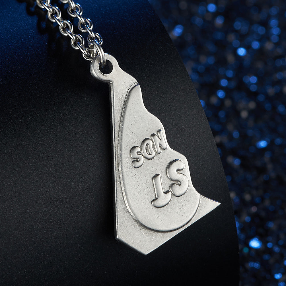 Two In One Three Corners And Two Halves Split Men's Pendant Forever Best Friends Necklace