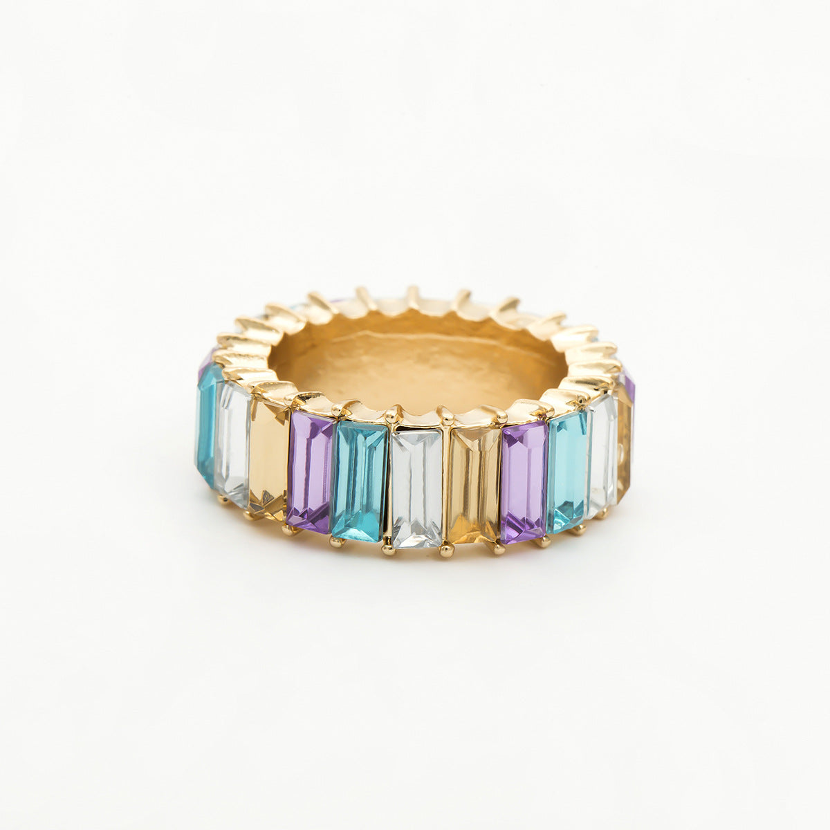 Colorful Geometric Zircon Ring - Stylish Acrylic Hand Ornament for Women