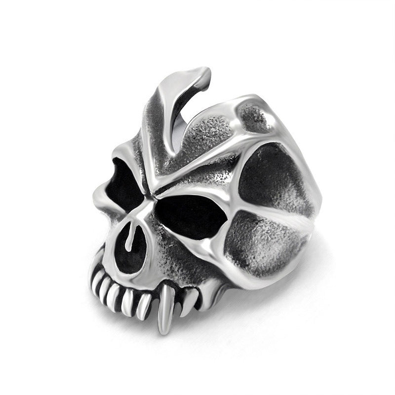 Titanium Steel Skull Ring Men Halloween Monster Retro Style