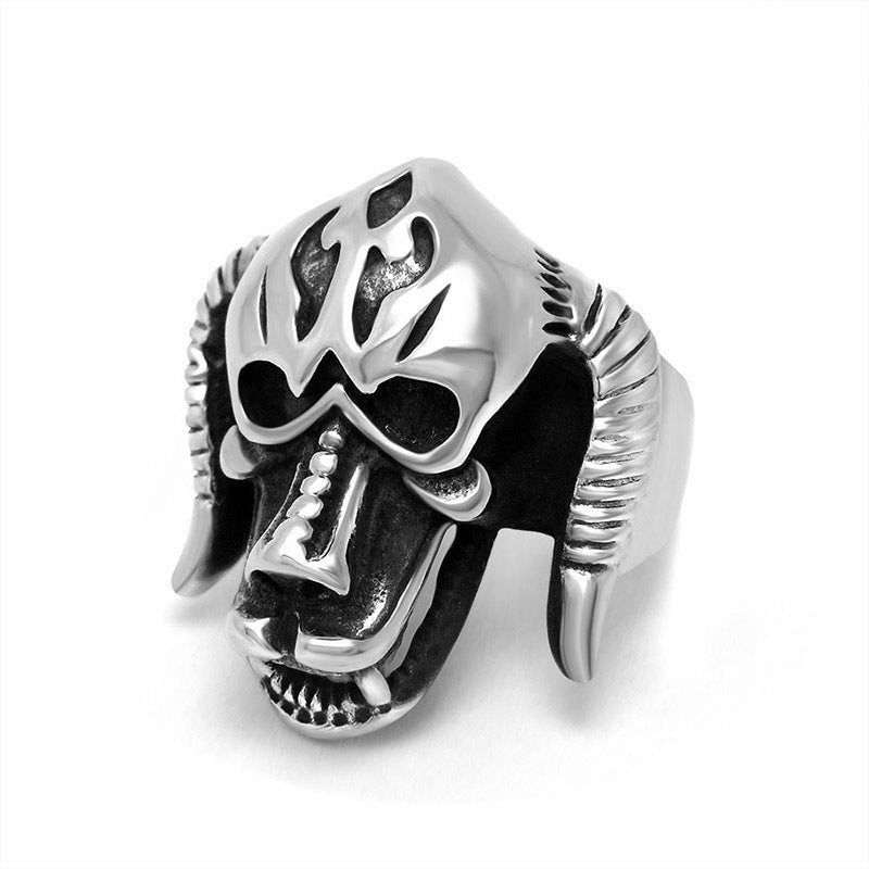 Personalized Retro Titanium Monster Ring for Men Horror Horn