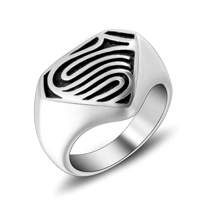 Men's Titanium Steel Punk Ring Superman Style Jewelry