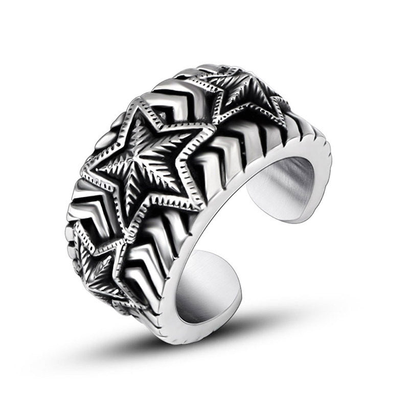 Stainless Steel Pentagram Ring For Men Personalized Retro