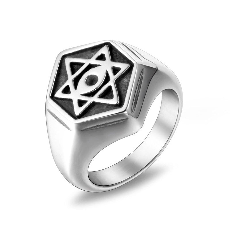 Retro Star Personalized Ring For Men Titanium Steel Band