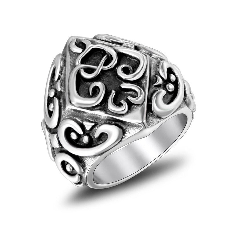 Personalized Titanium Steel Ring for Men Women Retro Pattern