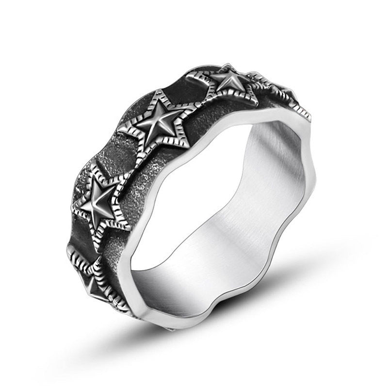 Star Ring Korean Trendy Couple Titanium Steel Jewelry
