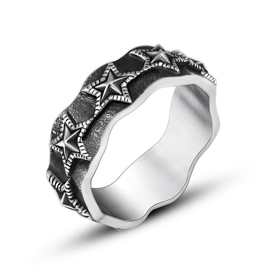 Star Ring Korean Trendy Couple Titanium Steel Jewelry