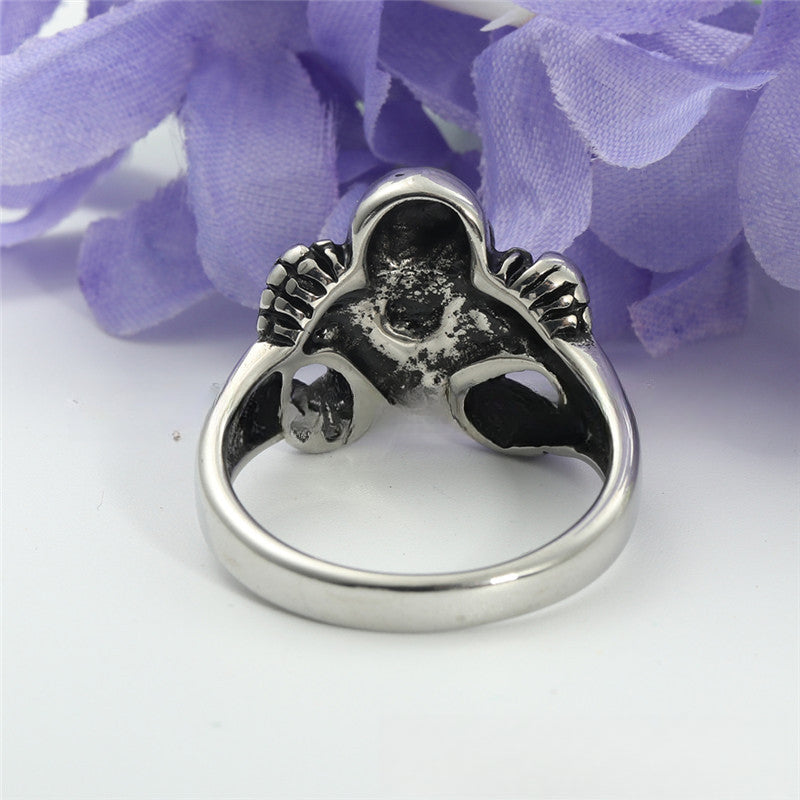 Retro Titanium Steel Skull Ring for Men and Women - Trendy Hollow Design Jewelry Accessory