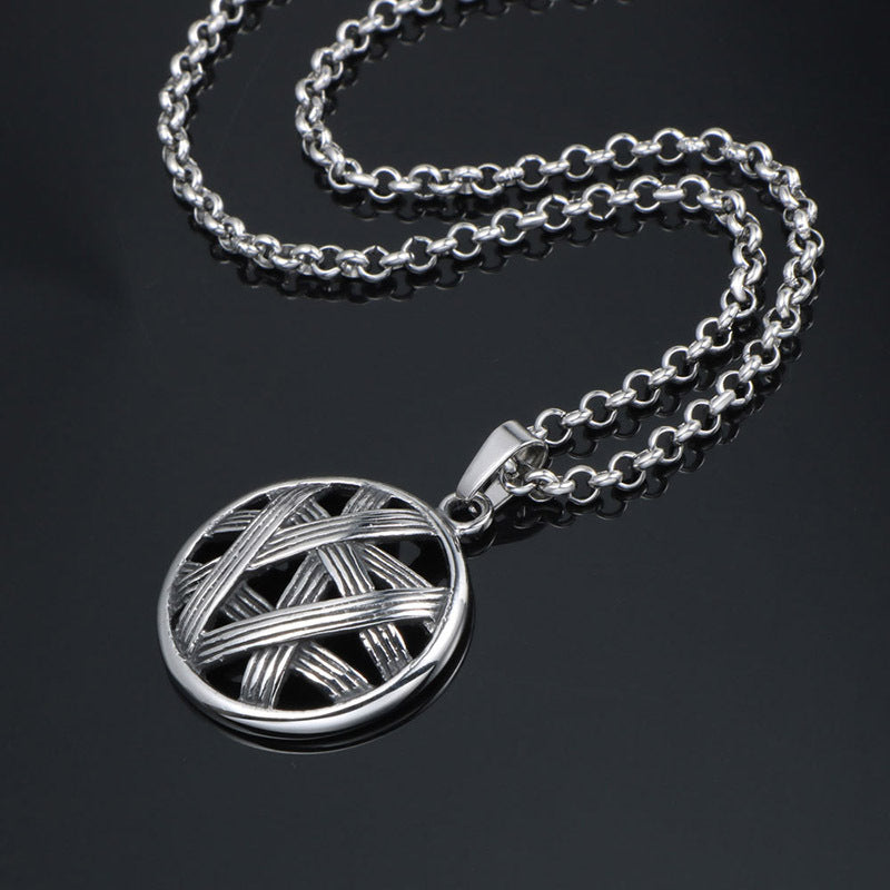 Titanium Steel Dream Catcher Pendant Necklace for Men - Trendy Woven Design with a Cool Literary Touch