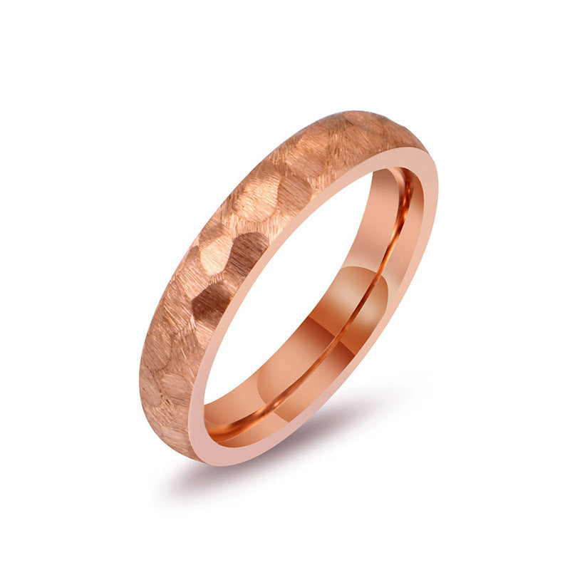 Elegant Rose Gold Titanium Steel Couple Ring for Men - Rhombus Multi-Sided Design