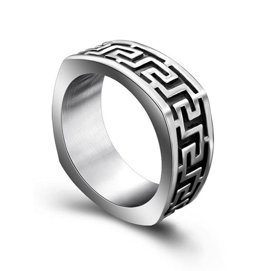 Great Wall Pattern Titanium Steel Ring For Men Domineering