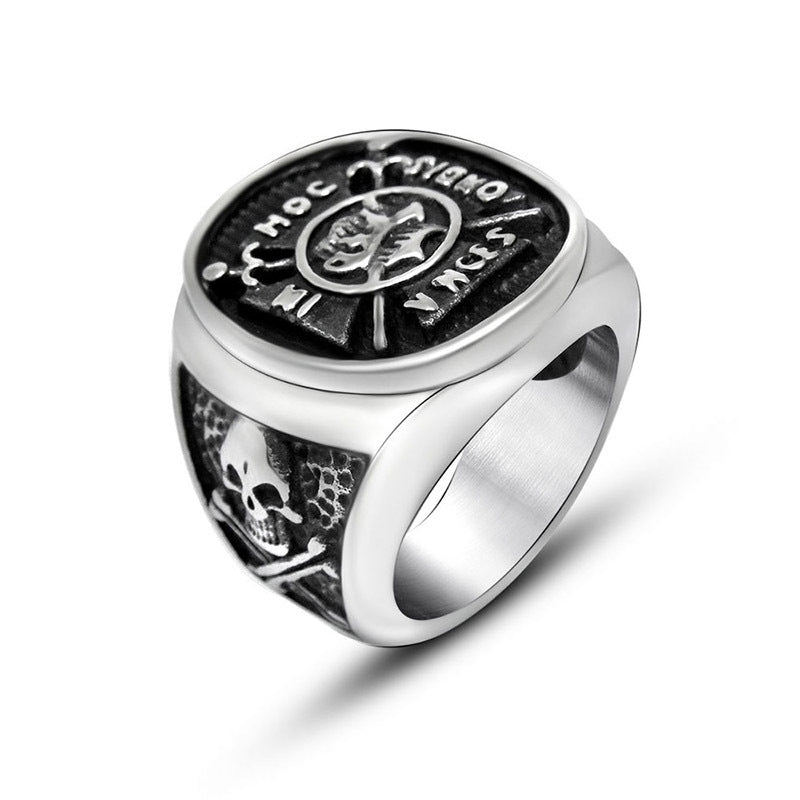 Punk Skull Anchor Titanium Steel Ring For Men Trendy