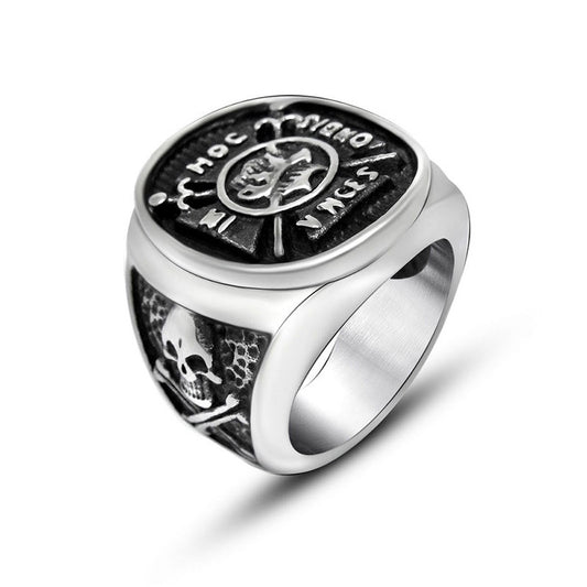 Punk Skull Anchor Titanium Steel Ring For Men Trendy