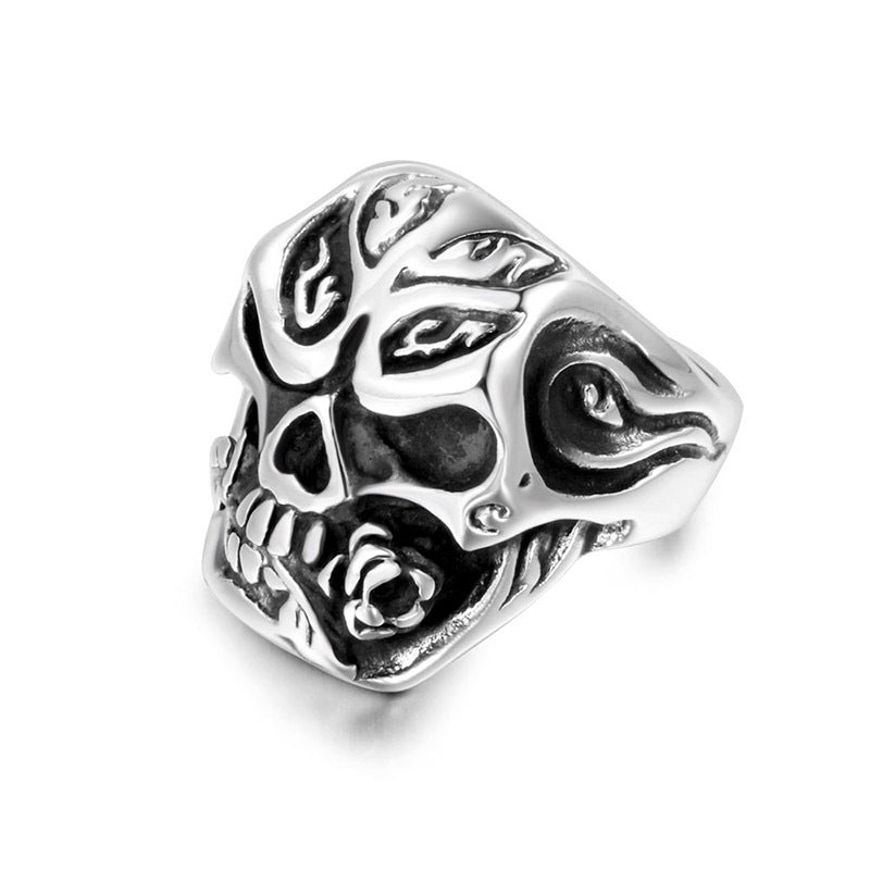 Titanium Steel Skull Ring for Men - Fashionable Ghost Face Design