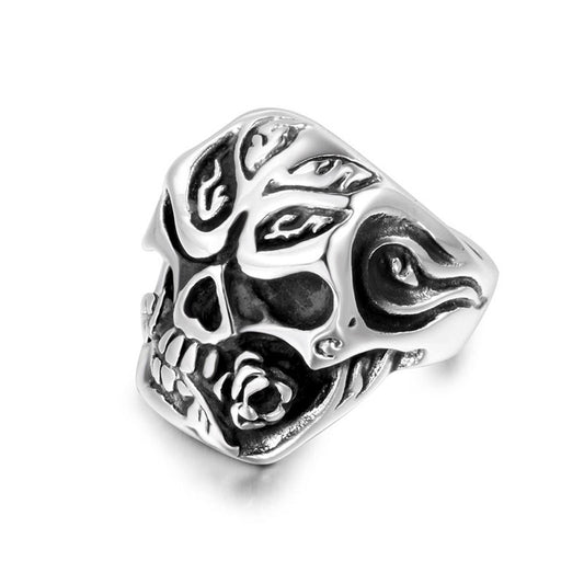 Titanium Steel Skull Ring for Men - Fashionable Ghost Face Design