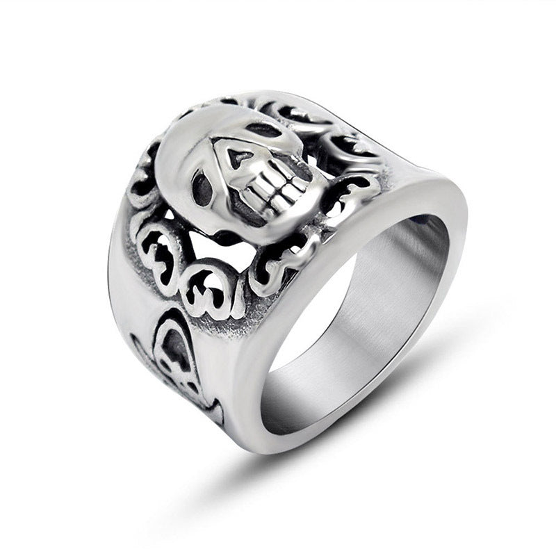 European American Titanium Steel Skeleton Ghost Horse Ring