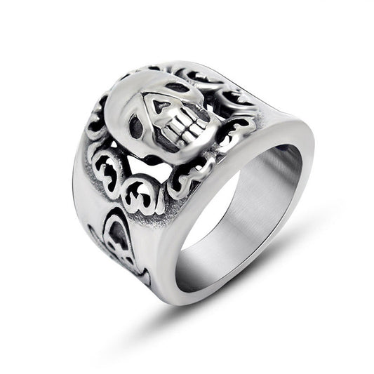European American Titanium Steel Skeleton Ghost Horse Ring