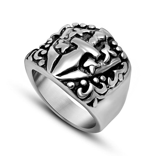 Punk Gothic Cross Sword Ring Titanium Steel Jewelry