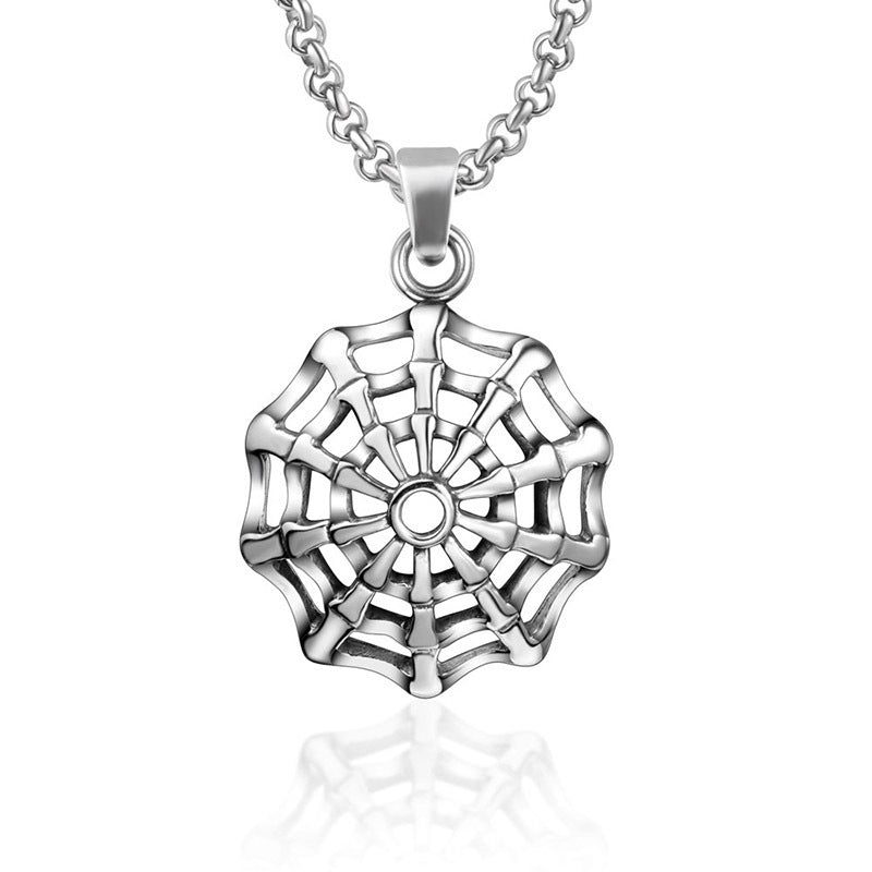Customizable Titanium Steel Spider Web Pendant Necklace for Trendy Men and Women
